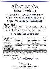 GramZero Cheesecake Sugar Free Pudding Mix