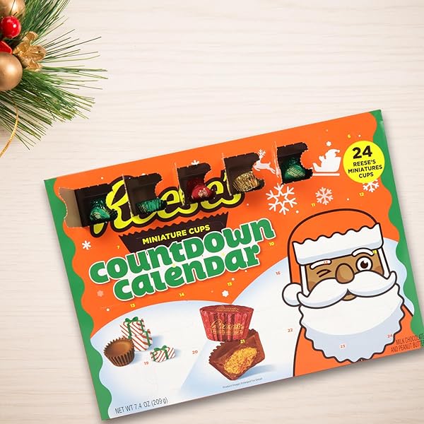 2024 REESE’S PEANUT BUTTER CUP ADVENT CALENDAR, 24-DAY COUNTDOWN TO CHRISTMAS WITH CANDY, INDIVIDUALLY WRAPPED PIECES, 7.4 OUNCES