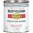 Rust-Oleum 7715502 Stops Rust Gloss Brush On Paint, Quart, Metallic Aluminum