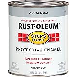 Rust-Oleum 7715502 Stops Rust Gloss Brush On Paint, Quart, Metallic Aluminum