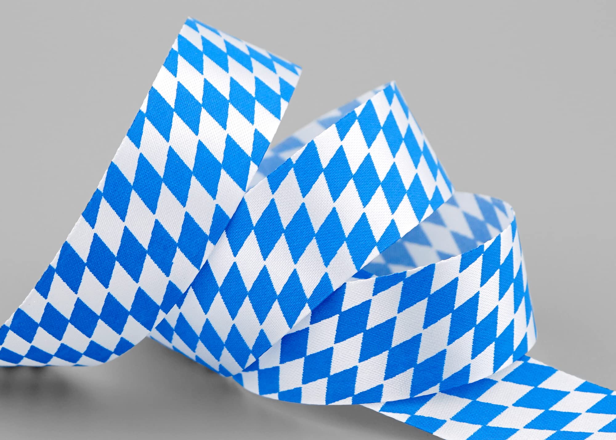 finemark 25 m x 25 mm Decorative Ribbon Bavaria Diamond Blue White Ribbon Gift Ribbon without Wire Fabric Ribbon Checked Taffeta Ribbon Oktoberfest Bavarian Beer Garden Beer Table Decoration Table