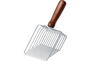 Morrean Cat Litter Scoop with Holder, Metal Cat Litter Scooper, Stainless Steel Heavy Duty Deep Shovel, Fast Fine Scoop Away Cat Litter - Silver ﻿