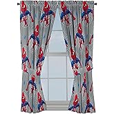 Jay Franco Window Curtains for Kids Bedroom 4-Piece Drape Set with 2 Tiebacks, Grey - Spiderman, 42" W x 63" L (Pack of 2)