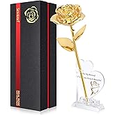 Sinvitron Gold Dipped Rose Real 24K Gold Rose, Hand Dipped One of a Kind Golden Roses, Romantic Gifts for Women on Valentines Day, Anniversary Mother’s Day (Gold)