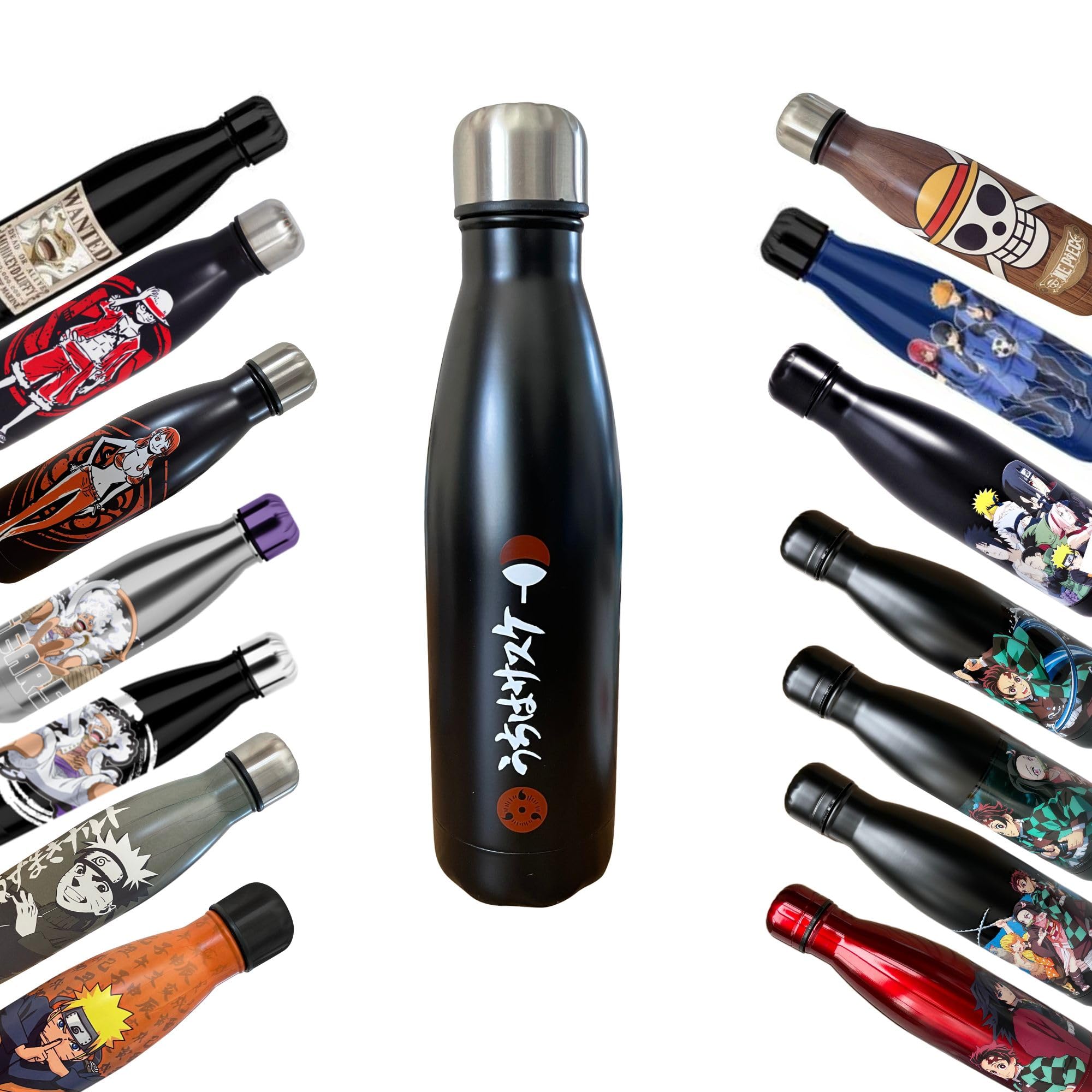 LYO Hômadict Naruto Insulated Bottle – Reusable Stainless Steel Water Bottle with Uchiwa Logo – Hot and Cold Hold for 12 Hours – for Sports, Travel, Everyday Use, 500 ml – BPA Free – Official Licence