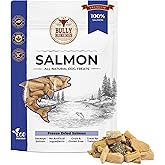 Bully Bunches Freeze Dried Salmon Dog Treats - Human Grade, All Natural Training Treats for Dogs, High Protein Salmon Bites, 