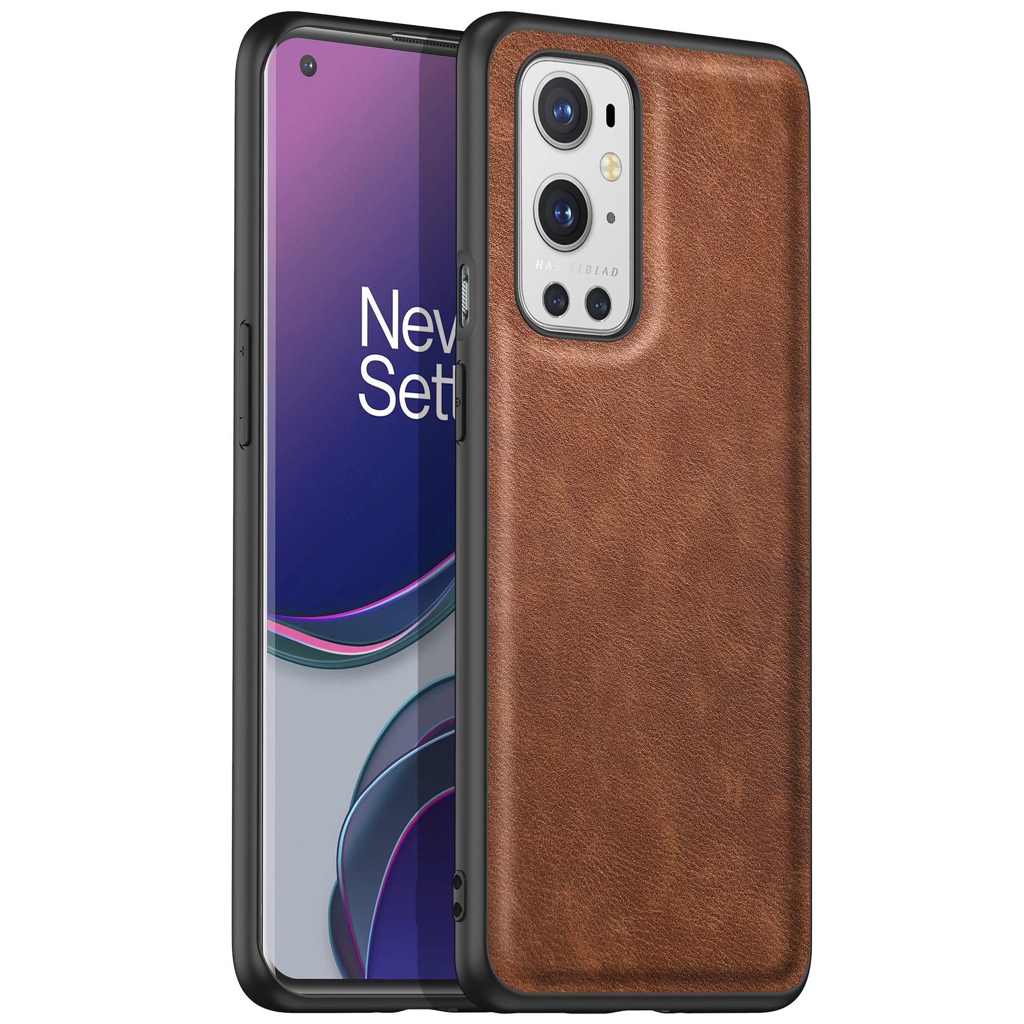 NC Amosry Compatible with OnePlus 9 Pro Case, Premium PU Leather Complete Protection Case, Retro Leather Texture, for OnePlus 9 Pro (Retro Brown)
