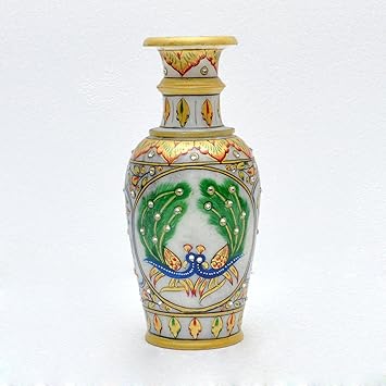Jaipuri Craft S Marble Peacock Painting Flower Vase Home