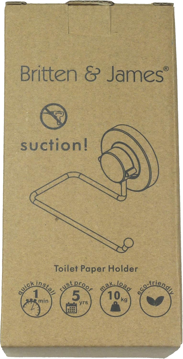 Britten & James Toilet Roll Holder Suction Fit Rust Proof Stainless Steel, Stainless Steel & Abs - Image 4