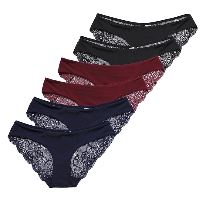 Attraco Damen Strings Spitze Unterwäsche Dessous Slips Mini Tangas 4er Pack