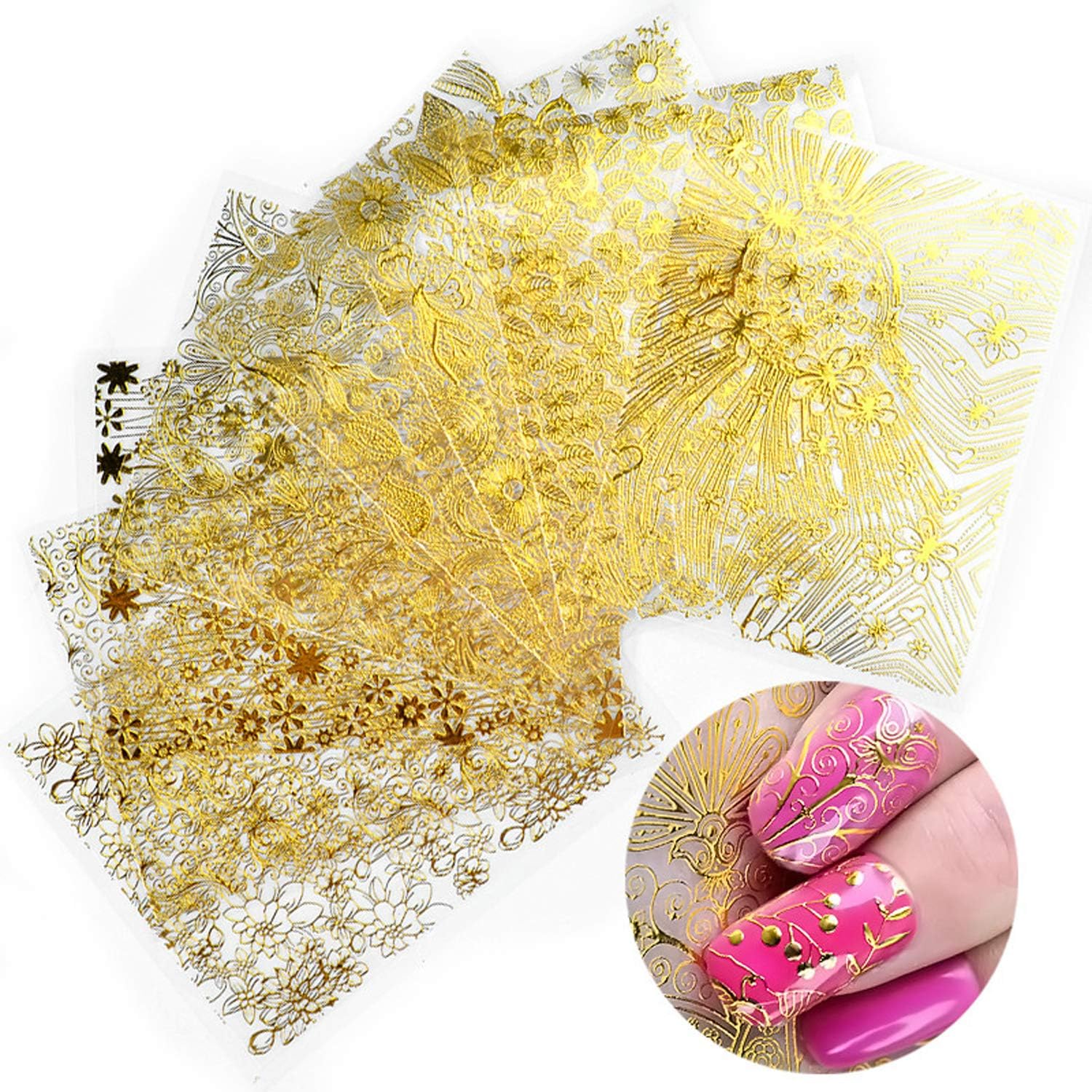 Self Adhesive 3D Design Nail Art Sticker Tip Colorful Flower Decoration Decals Stickers
