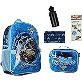 INTIMO Monster Jam Megalodon 5-Piece Backpack Mega Set with Detachable Lunch box Water Bottle Pencil Case and Stickers Set