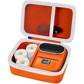 Boobowl Hard Case for Phomemo M110/M110S Label Maker, Case Only | Organized Label Roll Storage, Mesh Pocket for Charging Cable, Home Office Inventory, Small Business - Orange