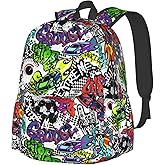 Cool Graffiti Novelty Pattern Backpack School Bag Lightweight Bookbag Casual Daypack for Girls Boys Kids Women Men Travel Laptop 16 Inch
