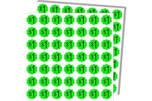 YSHIHE Yard Sale Price Stickers, Garage Sale Stickers, 1470 Pieces, 3/4 Inch Round, $1 Pre-Printed Labels, Fluorescent Green
