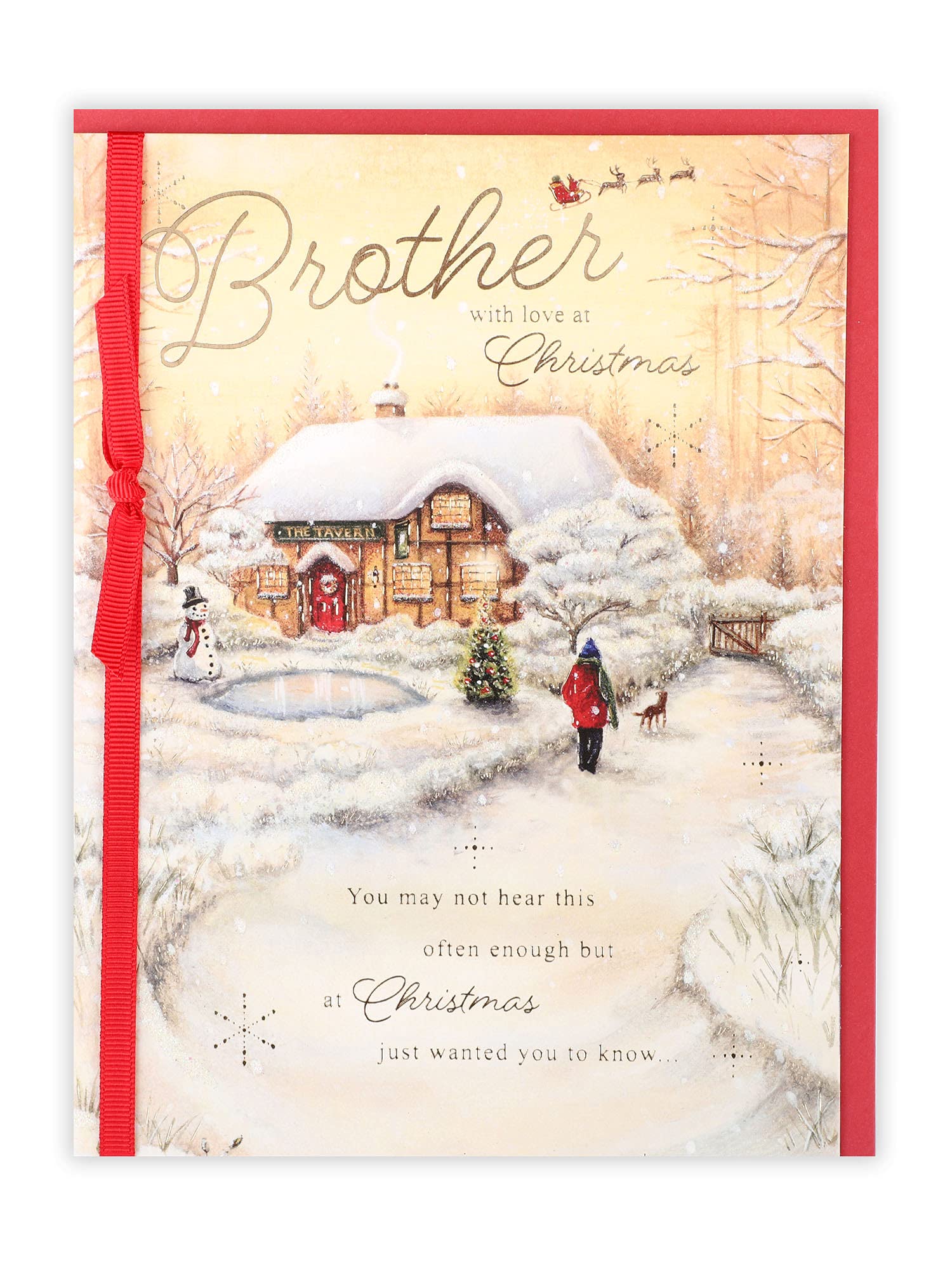 Clintons: Brother Traditional Pub Scene Christmas Card, Multi-Colour, 155 x 201 (1181303)