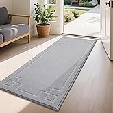 BEQHAUSE Door Mat 24" x 60", Non-Slip Door Mats Indoor Entryway Rugs Washable Low-Profile Absorbent and Stain Resist Floor Mats, Dog Door Mat for Front Back Door, Muddy Wet Shoes & Paws, Light Grey