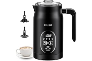 KIDISLE Milk Frother and Steamer 4 in 1, Milk Steamer with Auto Temperature Control, Warm & Cold Foam Maker, Hot Chocolate Maker, Frother for Coffee, Latte, Cappuccino, Black