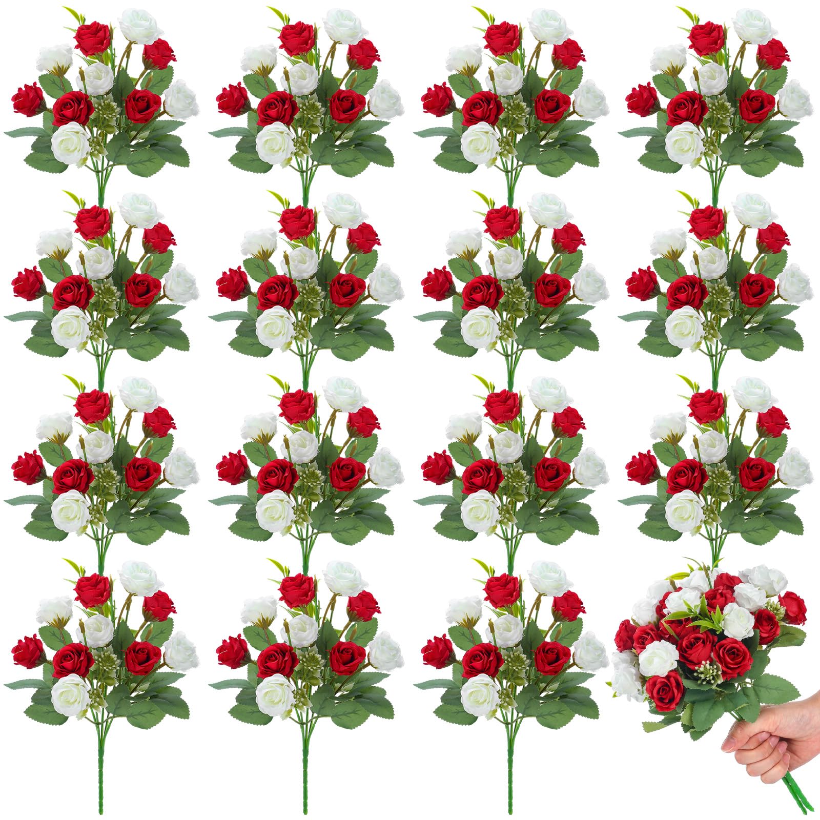 Photo 1 of *MISSING PARTS UNKNOWN*
Zeyune 16 Bunches 12 Inch Artificial Mini Rose Bouquet 160 Heads Bridal Flower Bouquets Fake Silk Rose Bulk for Valentine's Day Wedding Bridal Shower Home Office Garden(White and Red)