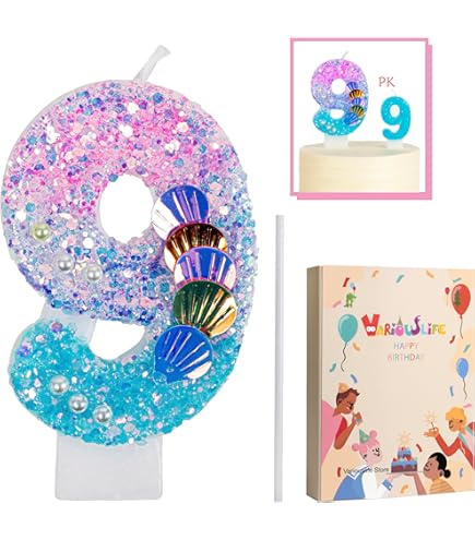 thumbnail image 2 of PHD CAKE Number 5 Mermaid Glitter Birthday Candles - 3 Inch Large Mermaid Themed Cake Candles 2 of 13