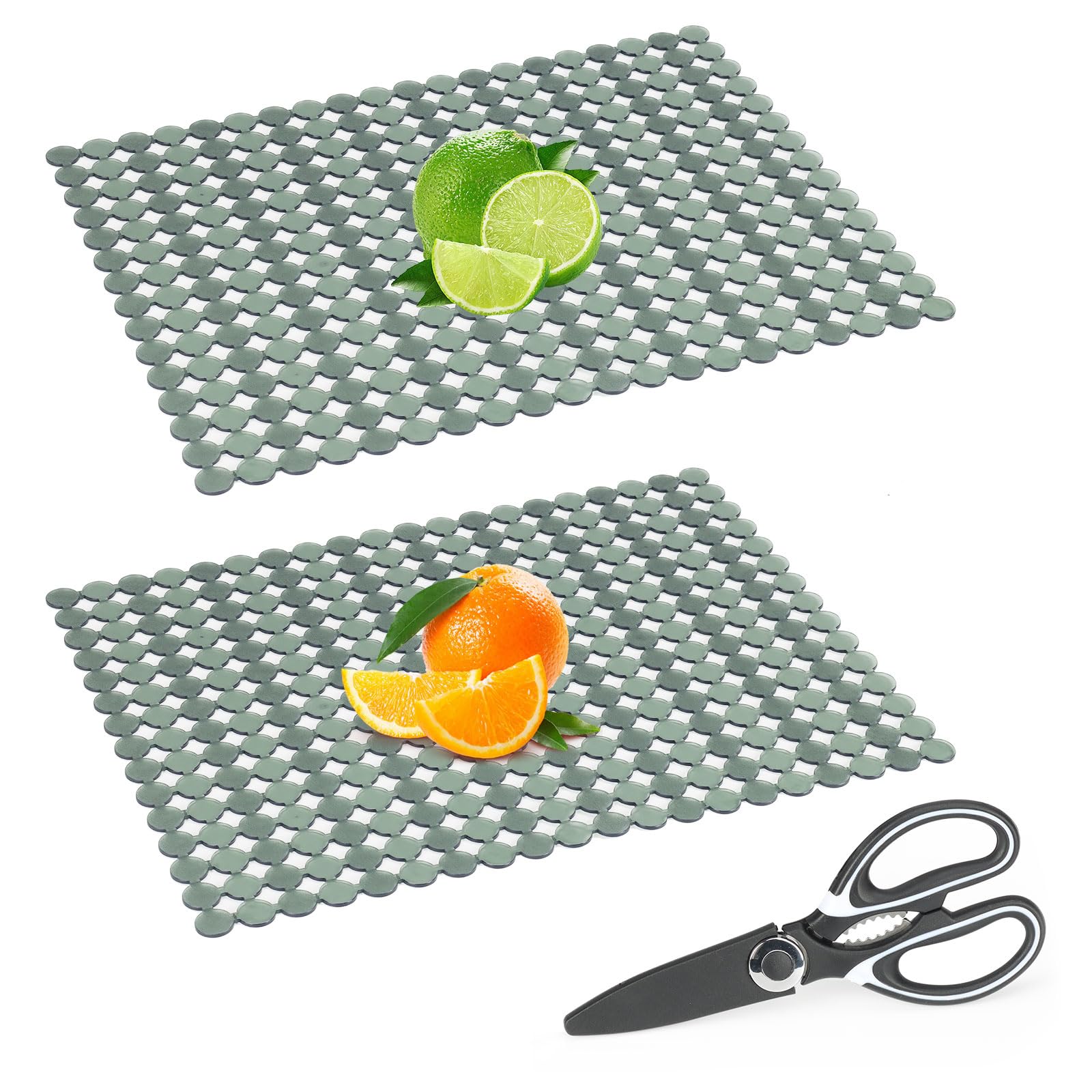 HYEIOL Sink Mat Protector, 2Pack Cuttable Draining Mats for Kitchen Sink with Scissors, Kitchen Sink Mats for Ceramic Sinks/Stainless Steel, 30 x 40cm (Green)
