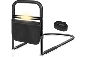 Bed Rails for Elderly Adults - with Motion Light, Assist Safety for Seniors with Storage Pocket & Non-Slip Handle, Bed Side R