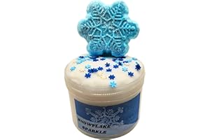 Squeezy Magic Slime Snowflake Sparkle Clay-Kit Cloud Slime Like Peachybbies - Premium Handmade in Canada, 8 oz. (240 ml), Sce