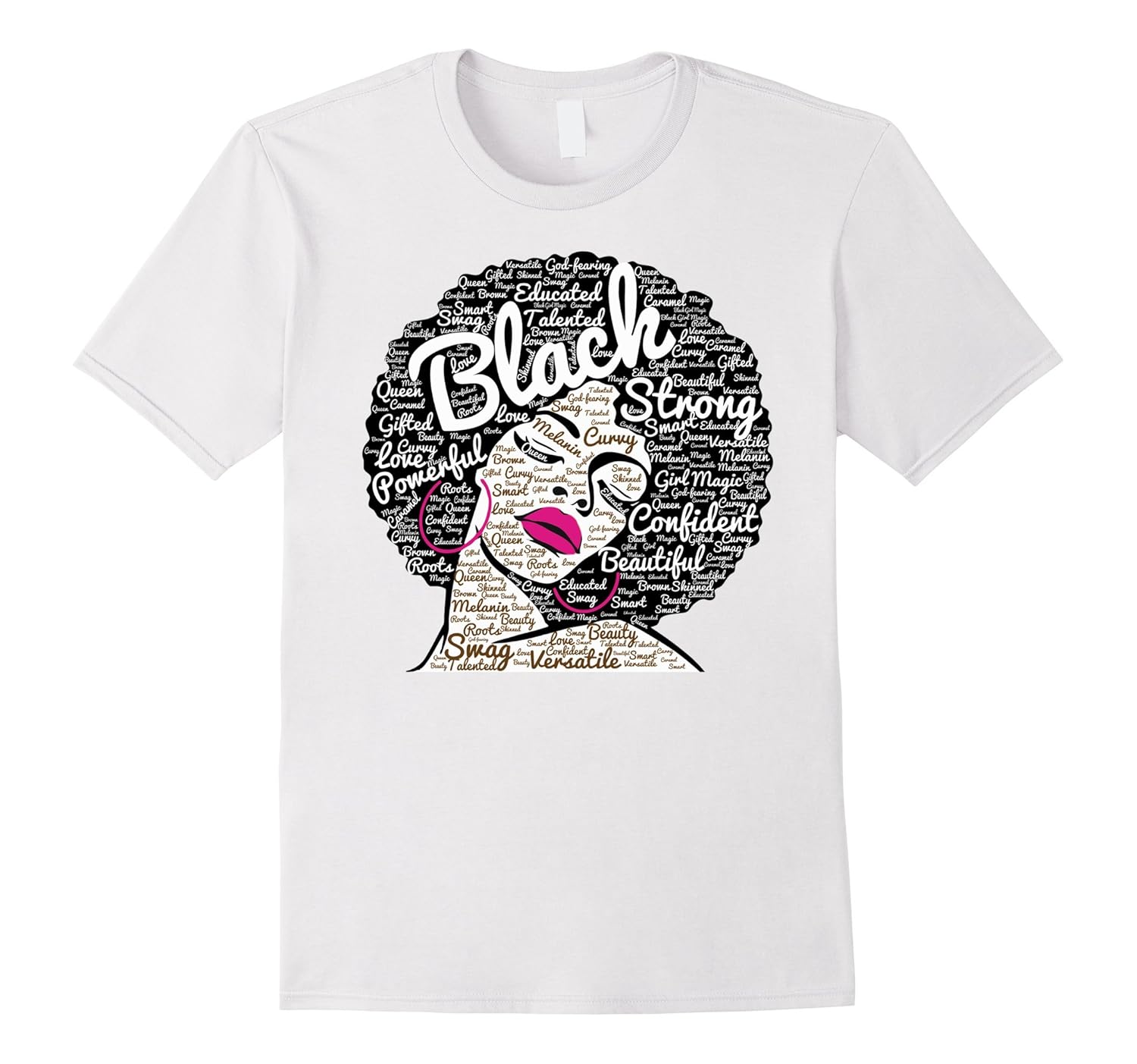 Afro Word Art Natural Hair T Shirt For Strong Black Women Rt