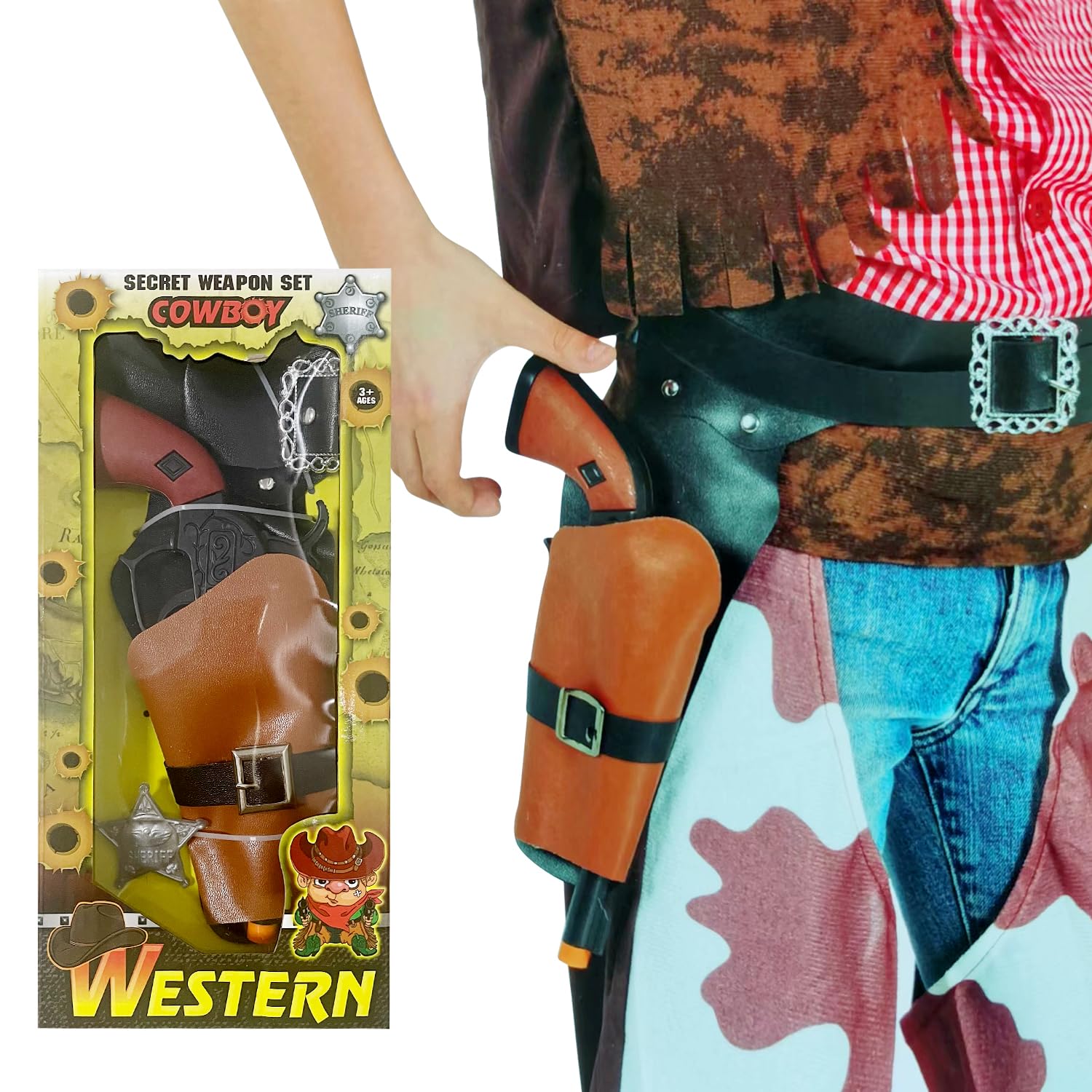 Photo 1 of GAGIFT WORLD Cowboy Toys, Classic Toy Gun and Holster Set for Adults, Fake Revolver and Adjustable Belt Western Costume Accessory for Men Novelty Gifts for Halloween