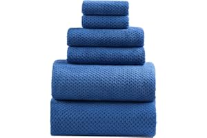 HVMS Oversized Bath Towels Extra Large 40x80 Inches Bath Sheets for Adults Super Soft Quick Dry Highly Absobent Microfiber Shower Towels (Blue,6 Piece)…