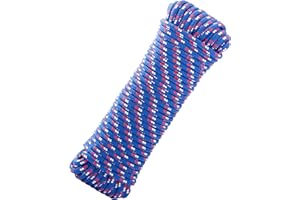 SDLTHR 3/8 Inch 100 ft Diamond Braided Polypropylene Rope, Nylon Rope, All Purpose Boat Marine Rope Thick Rope for Camping and Flag Pole, Indoor and Outdoor Use, Blue