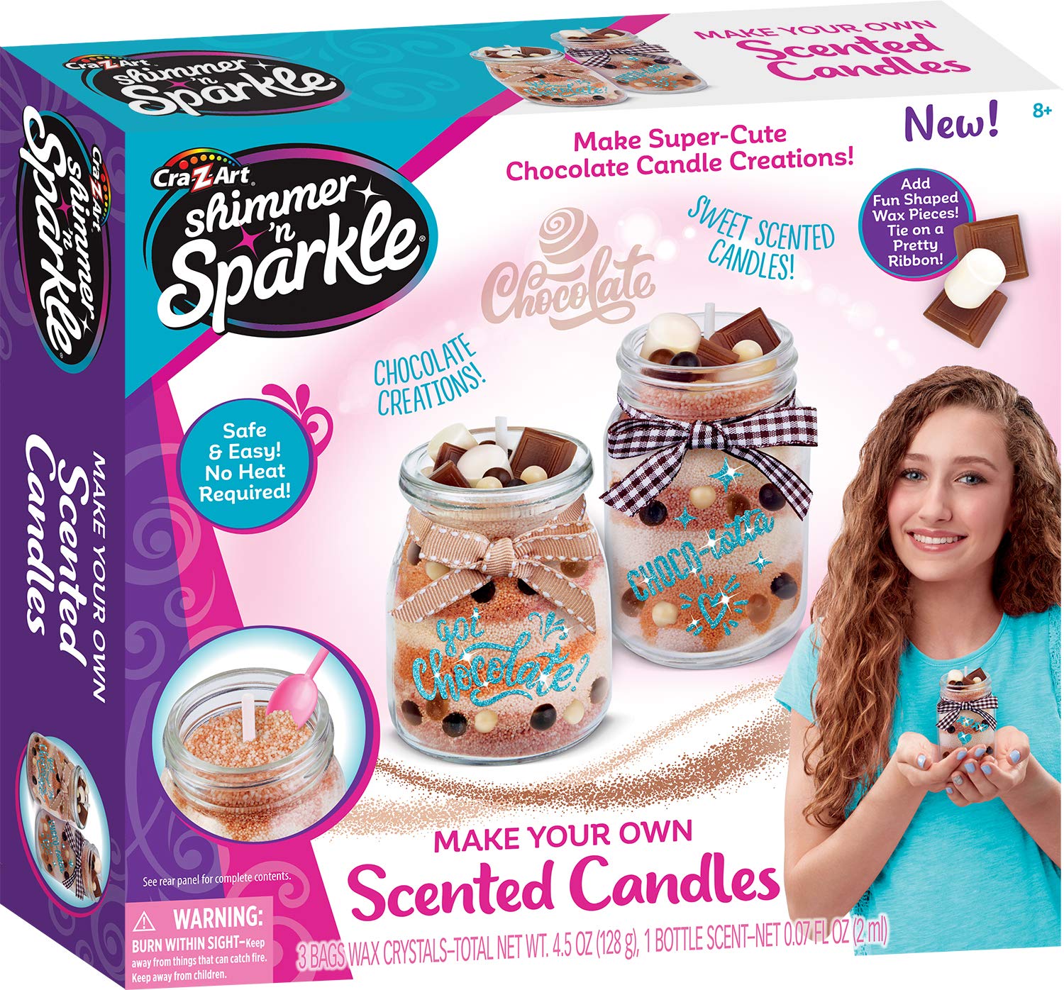 Cra-Z-Art Shimmer N Sparkle DIY Scented Candle Kit with Chocolate-Themed Wax Art Set & Jars, Decorations, Fragrance, Gift Tags Create Custom Candles for Girls, Kids & Teens