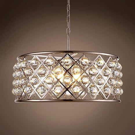 Crystal Grid Hoop 6 Light 25 Polished Nickel Clear Crystal