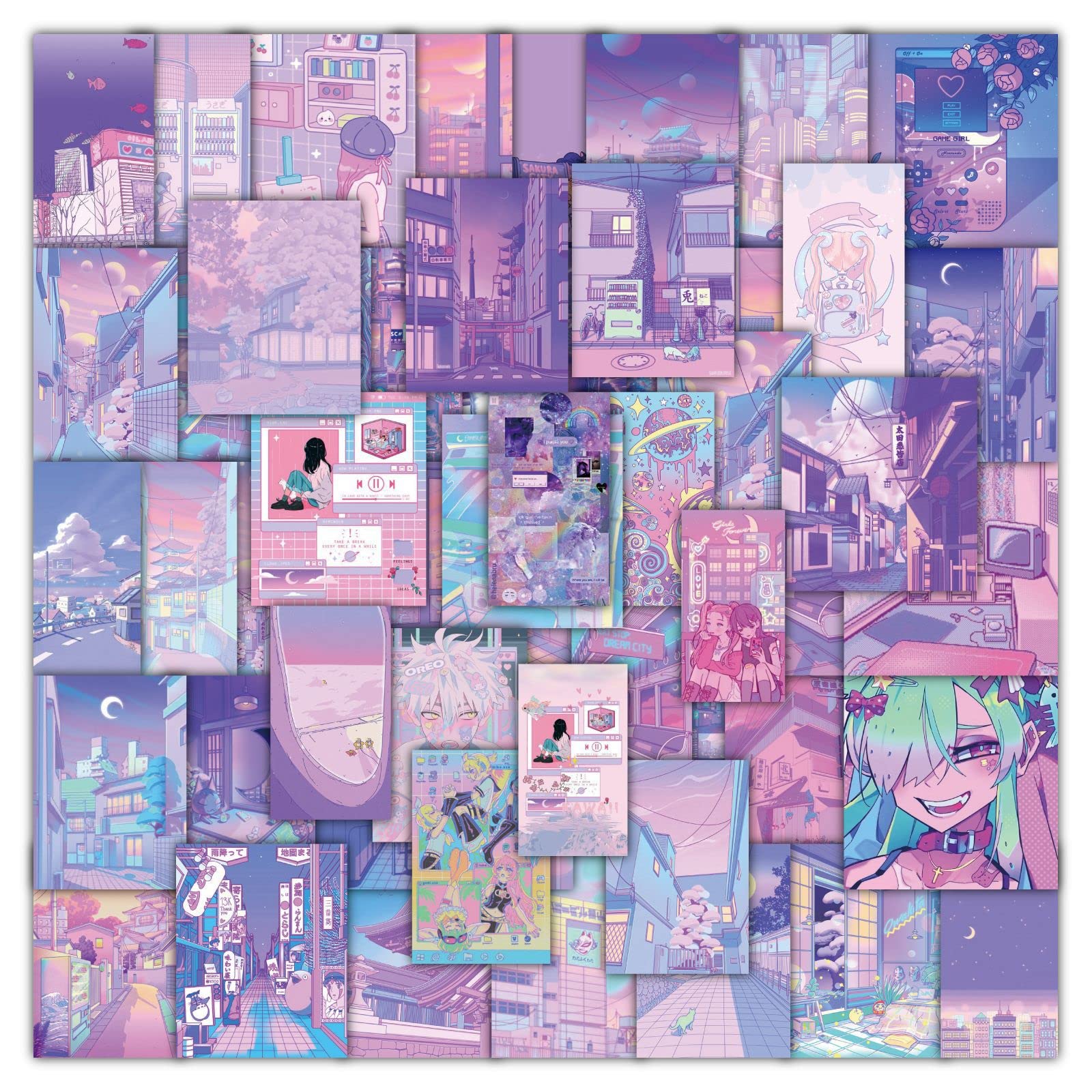 AUCEKO 50PCS Stickers for Purple,Aesthetic Stickers,Teens Boys and Girls Sticker Pack Vinyl Skateboard Guitar Door Laptop Luggage Car Bike Water Bottle Birthday Party Supplies Stickers