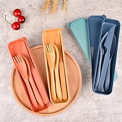 Reusable Wheat Straw Cutlery with Case, Portable