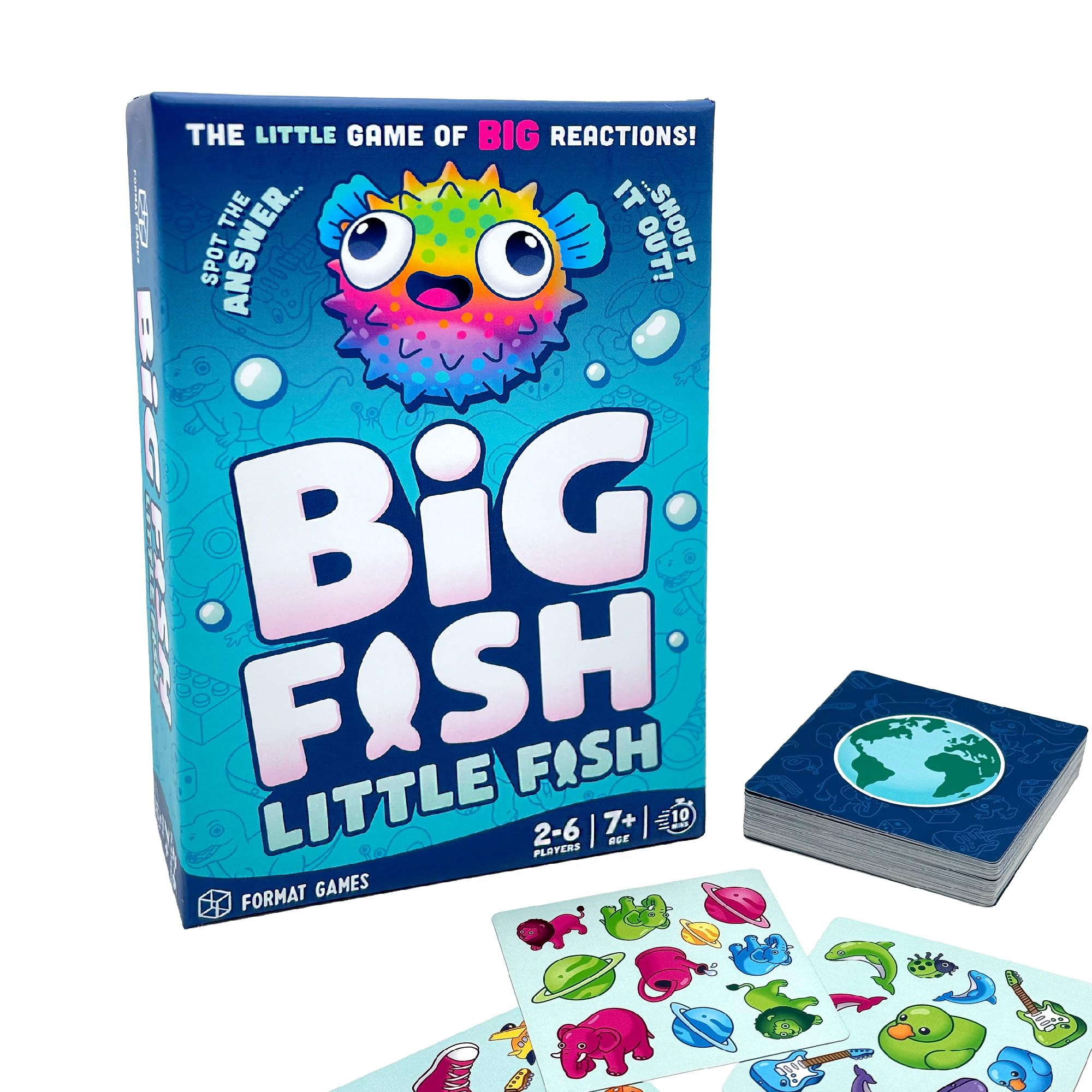 Format Games Big Fish Little Fish – Fast-Paced Family Card Game of Observation & Speed – 2–6 Players, Ages 7+, 15-Minute Rounds, Portable Travel Game
