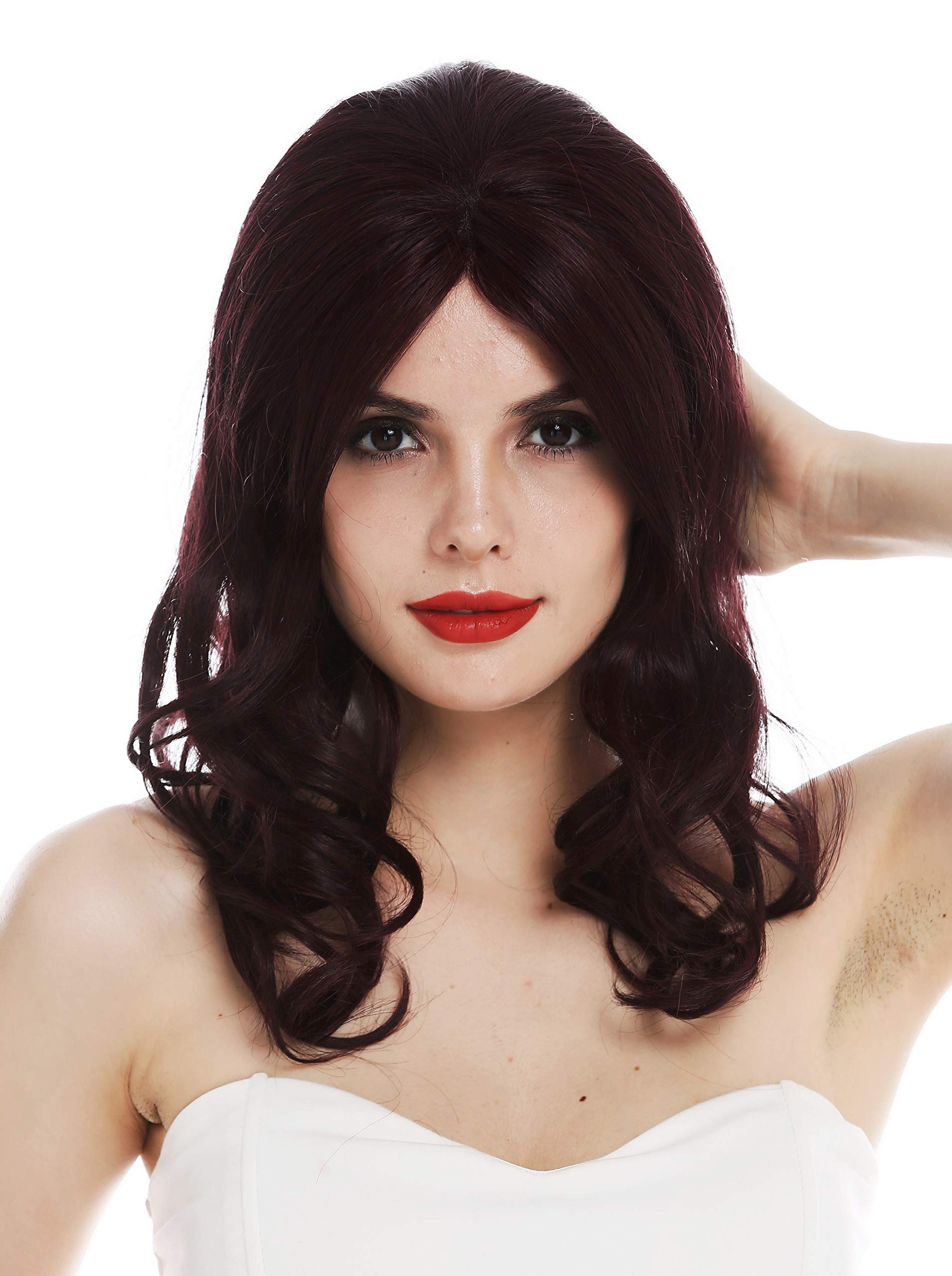 WIG ME UP - TYM-497-MT-39M wig women's wig monofilament long wavy slightly curled parting dark reddish brown