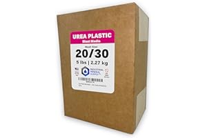 INDUSTRIAL MINERAL SUPPLY Urea Plastic Blast Media - Mesh Size 20/30 - Plastic Abrasive for Stripping Paint and Removing Coatings from Cars, Aircraft, Trucks, Trailers, Trains, Vans, Buses and Steel (5.0)