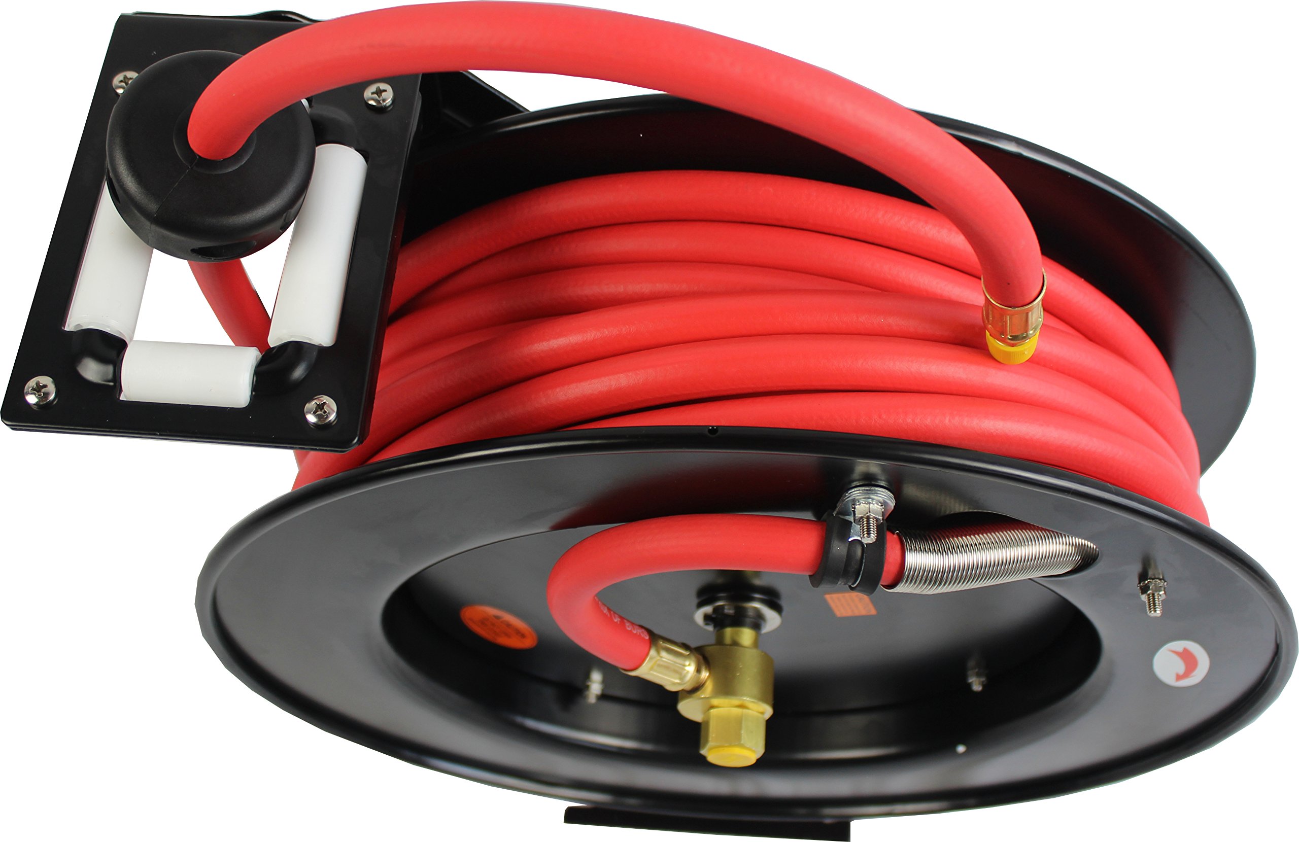 MaxWorks 80720 Auto Rewind Retractable Reel with 3/8" x 50' Air Hose with Brass Fittings