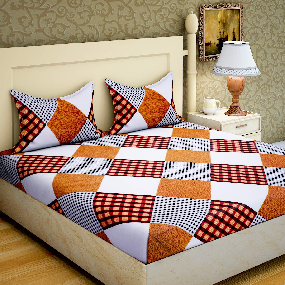 Home Elite Dynamic Print 104 TC Cotton Double Bedsheet Bavi Shop