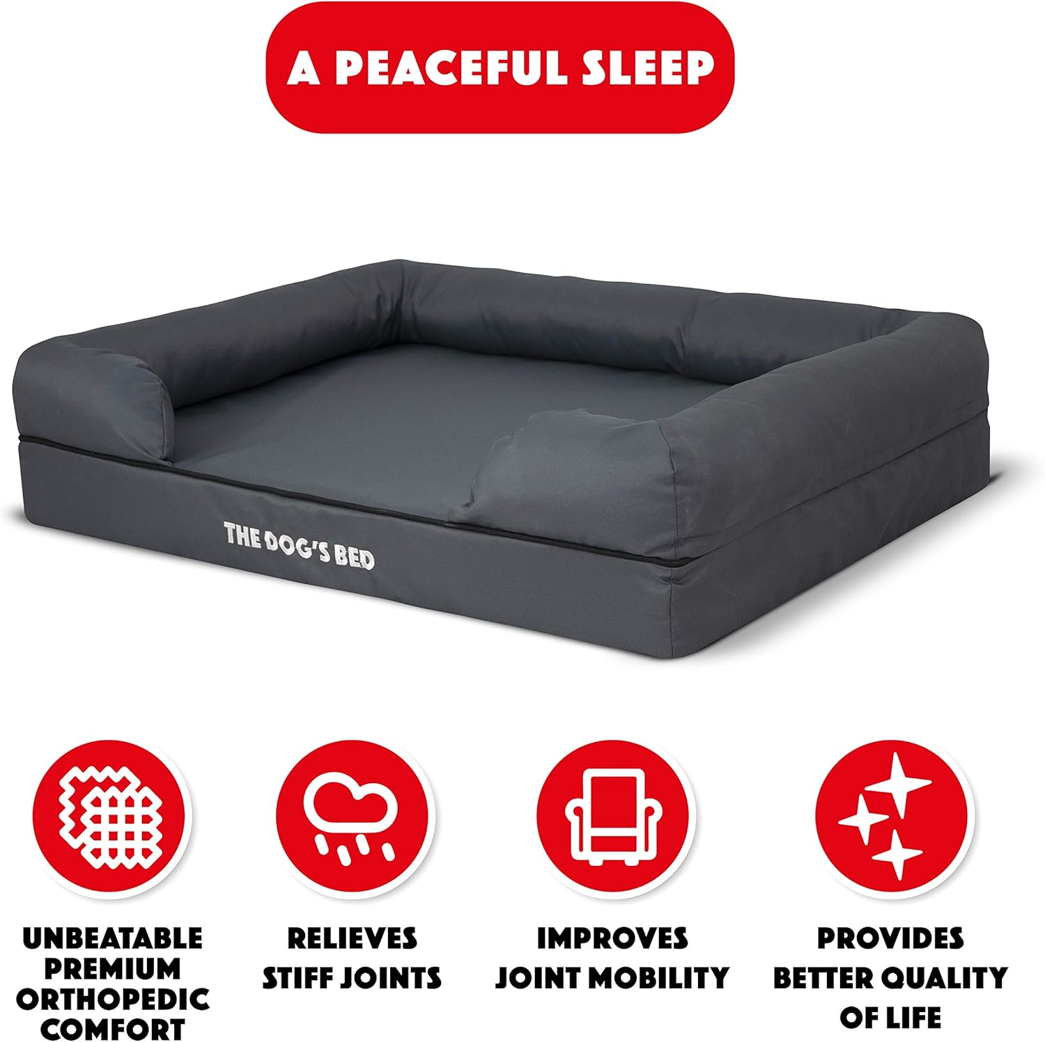 The Dog's Bed, Orthopedic Premium Memory Foam Waterproof Dog Bed, 4 Sizes/6 Colors, Ease Pet Arthritis & Hip Dysplasia Pain, Therapeutic & Supportive, Removable Washable Quality Oxford & Plush Covers : Pet Supplies