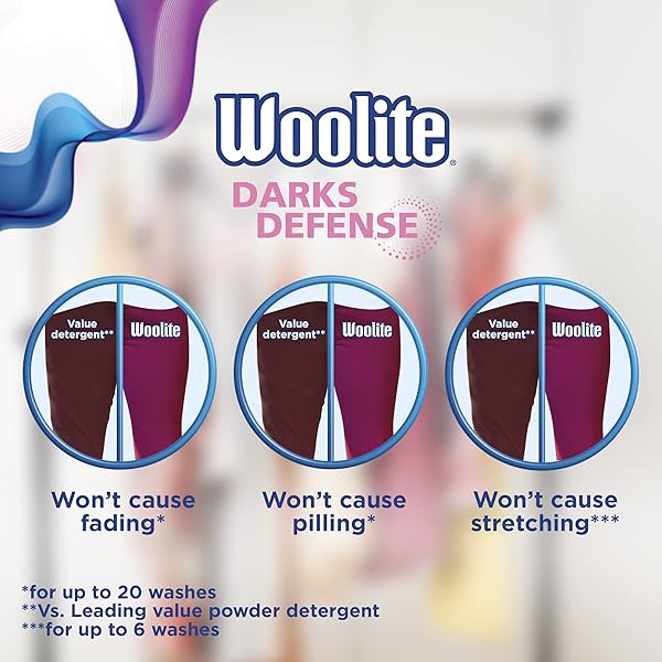 WOOLITE DARKS DEFENSE LIQUID LAUNDRY DETERGENT, 33 LOADS, 50 FL OZ, REGULAR & HE WASHERS, PACKAGING MAY VARY