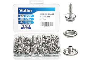 150 PCS Canvas Snap Fastener Tool Set, Vutim Marine-Grade 3/8" Stainless Steel Snaps, Metal Snap Fastener Kit, Leather Repair Kit for Boats, Canvas, Leather Goods, Tents, and Awnings