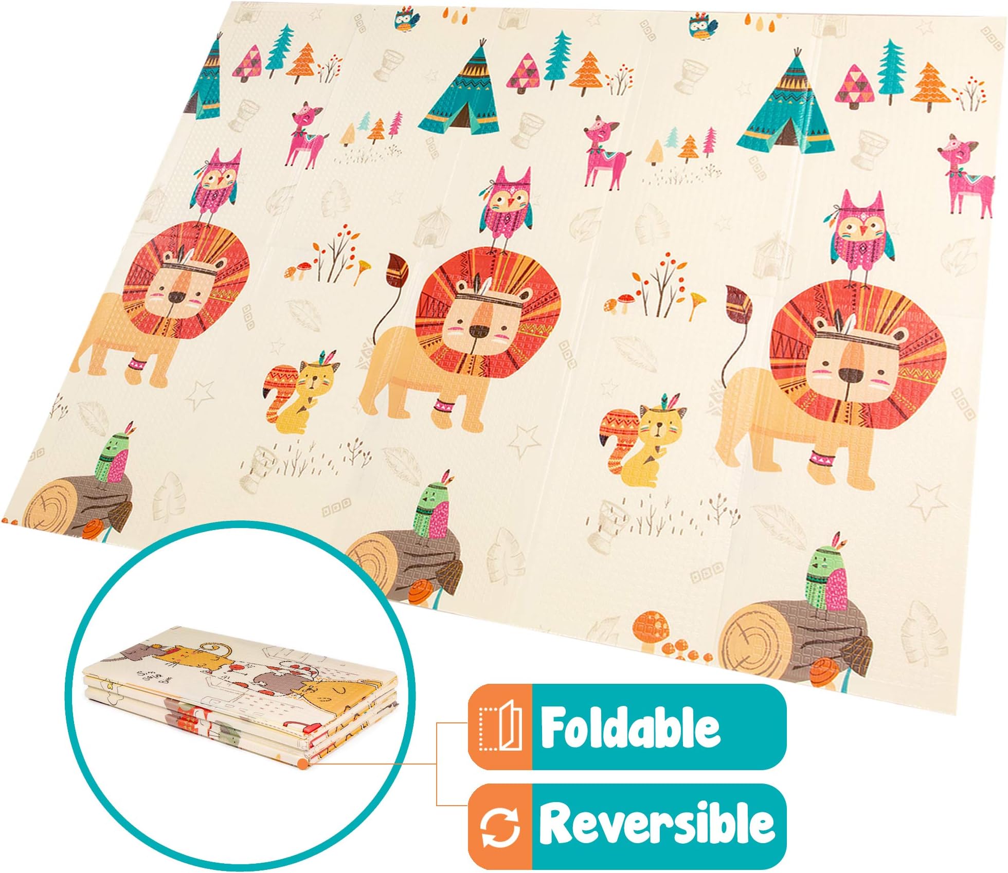 Tippy Tots Baby Crawling Mat | Foam Play Mat | Folding and Reversible | Waterproof | Non-Toxic