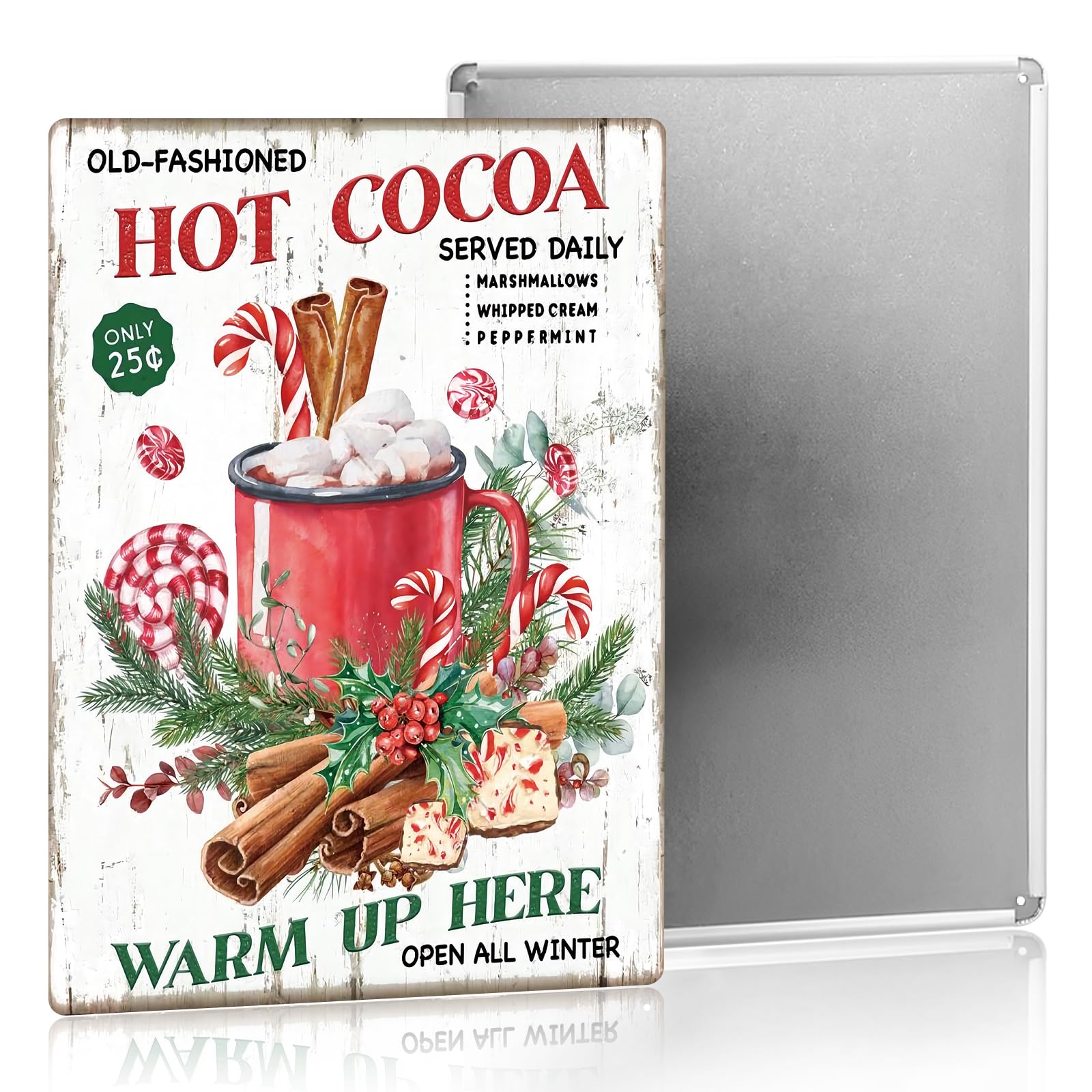 Photo 1 of ******2 PIECE*****Vintage Christmas Bakery Decor Hot Cocoa Traditional Christmas Decor Retro Kitchen Bakery Decorations For Home Cafe Shop 8×12 Inches Tin Sign