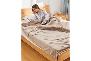 COZYTY Electric Blanket Full Size, Super Soft Flannel Heated Blanket with 6 Fast Heating Levels & 1-10 Hours Auto Off, Sofa Bed Blanket with Overheating Protection for Home Office Use, 72" x 84", Light Tan