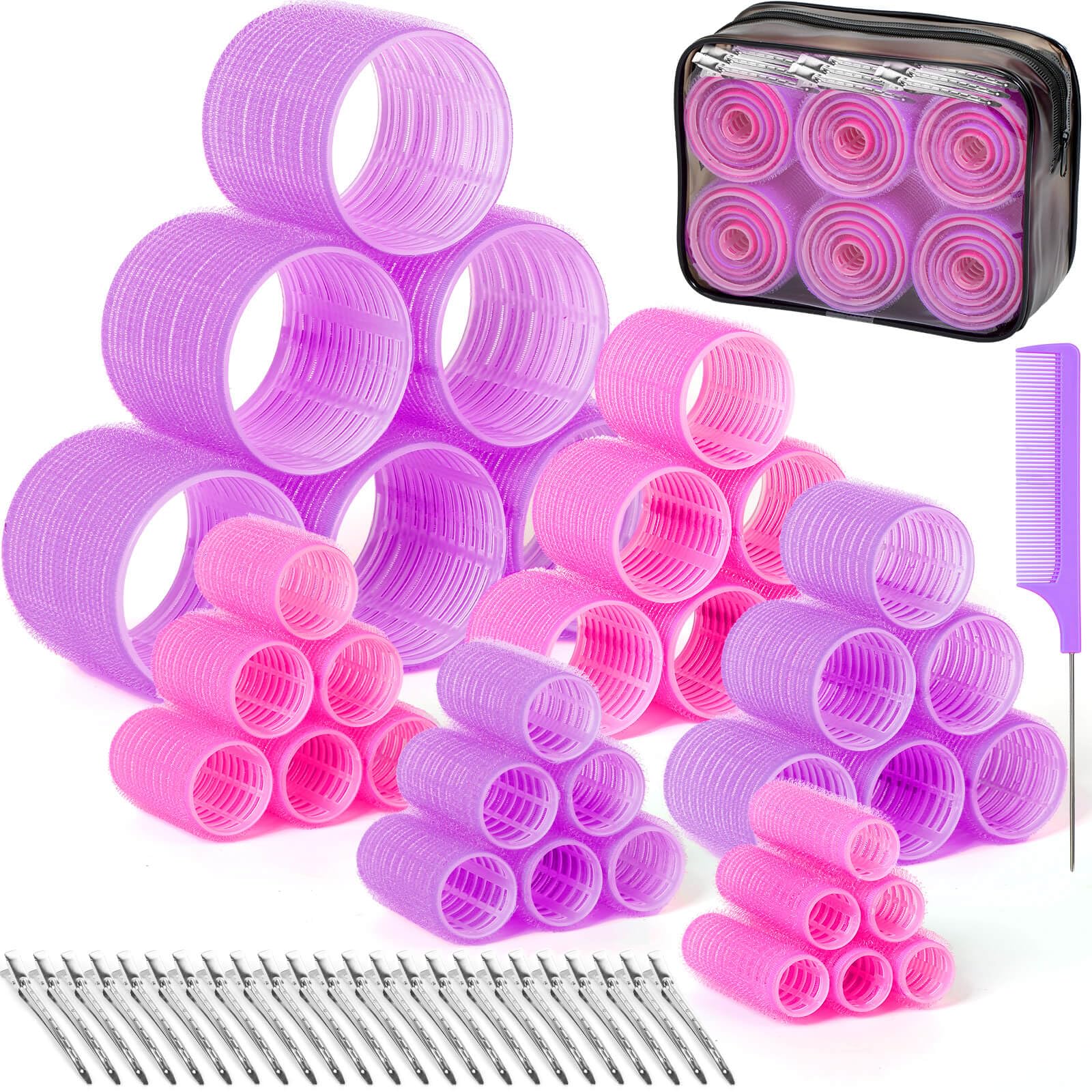 Photo 1 of ***PARTIAL SET (MISSING TWO) - PRICE ADJUSTED***
Tetutor 6 Size Hair Rollers for Women, 62 Pcs Rollers Hair Curlers for Blowout Look Long Medium Short Hair, Jumbo Large Medium Small Self Grip Curlers with 36 Roller 24 Clips 1 Storage Bag