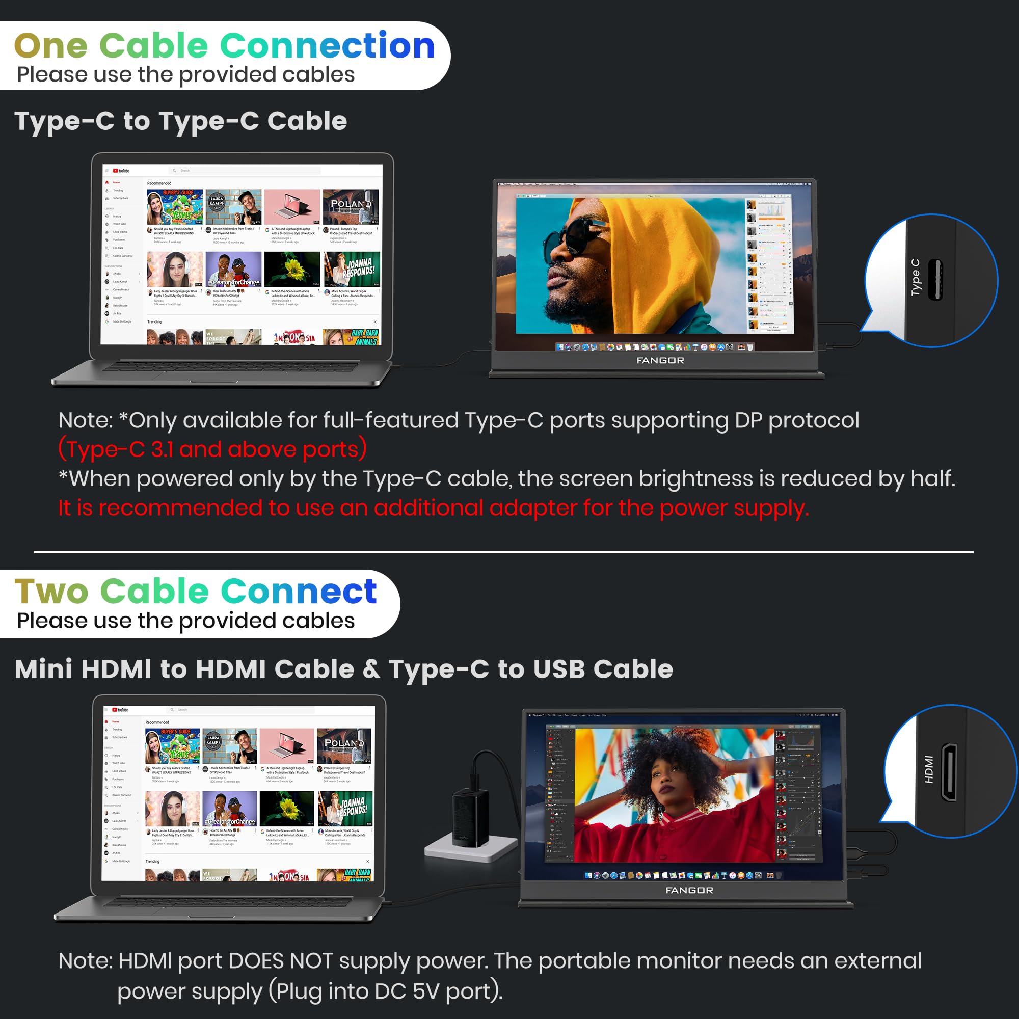 FANGOR Portable Monitor, 15.6