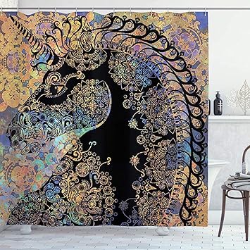 Cortina de ducha de unicornio Cuento de hadas Unicornio Mandala