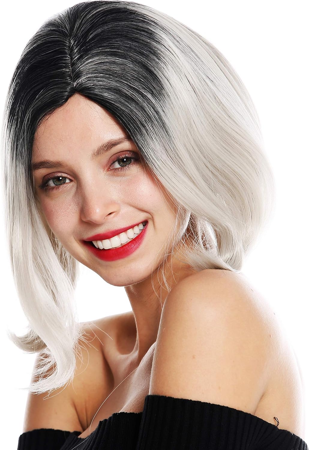 WIG ME UP, GFW3131A women's quality wig short bob long bob middle parting ombre black grey - Image 4